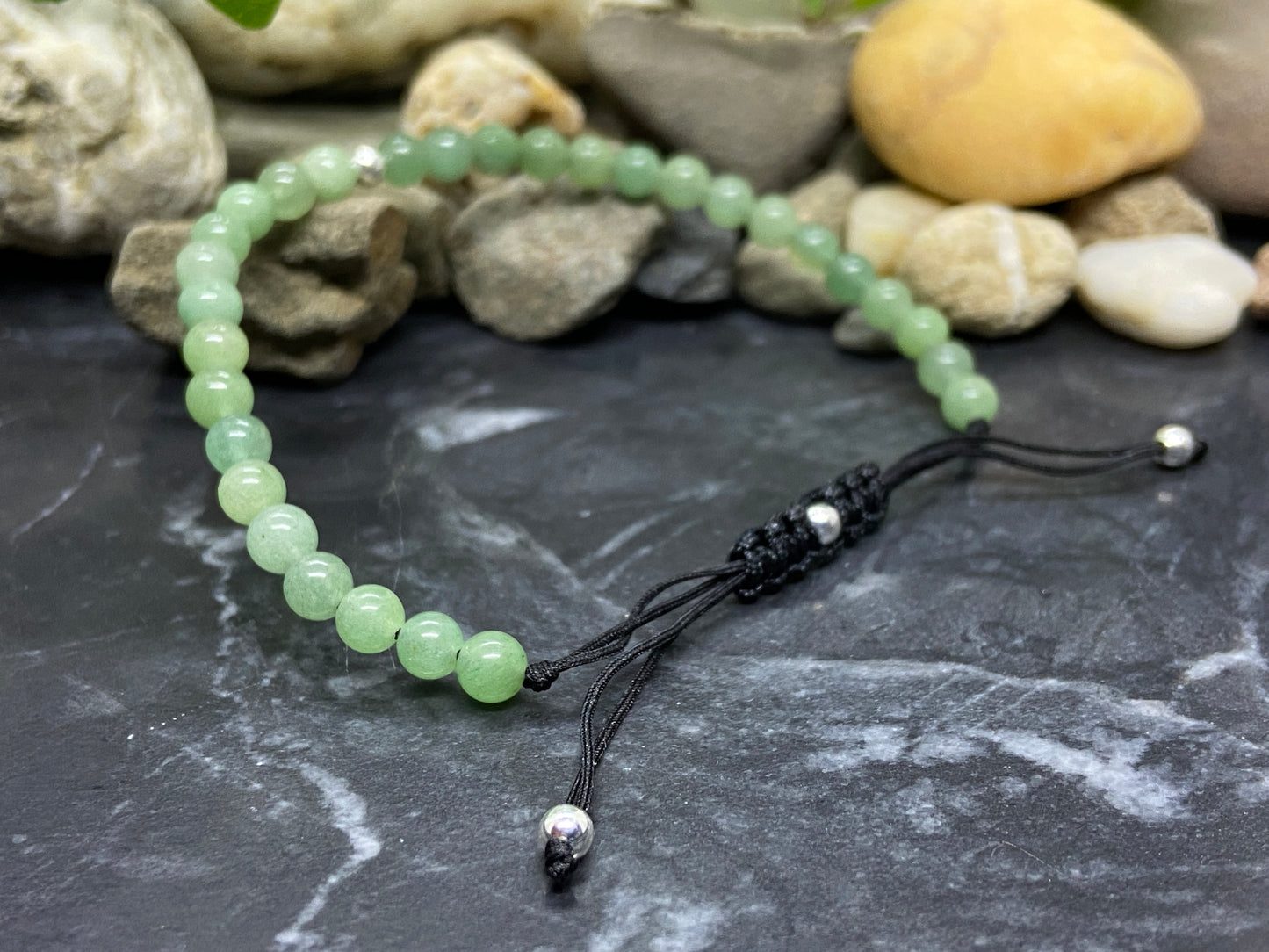 Aventurin Edelstein Armband mit echten Silber Perlen