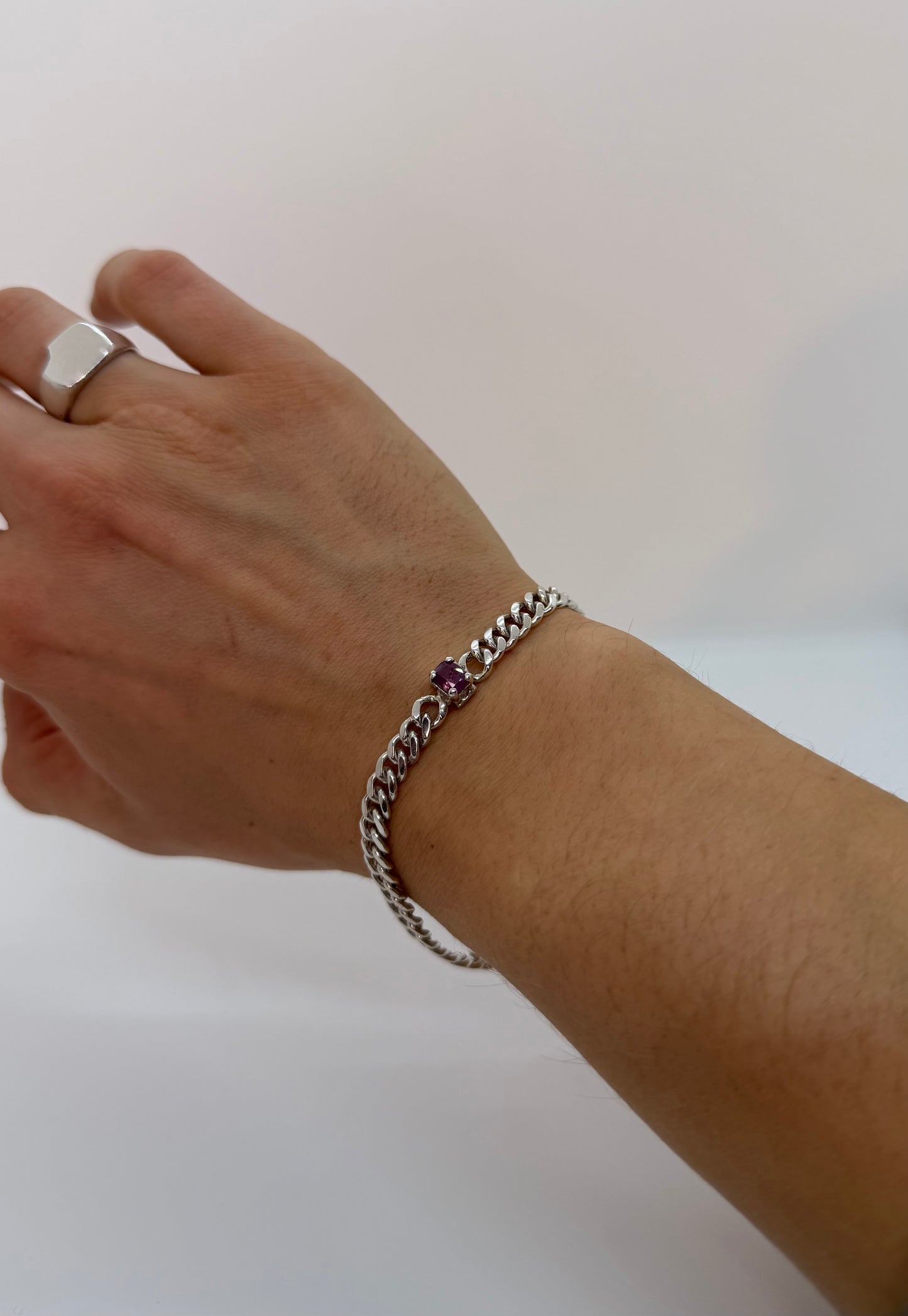 Silberarmband Pink Saphire