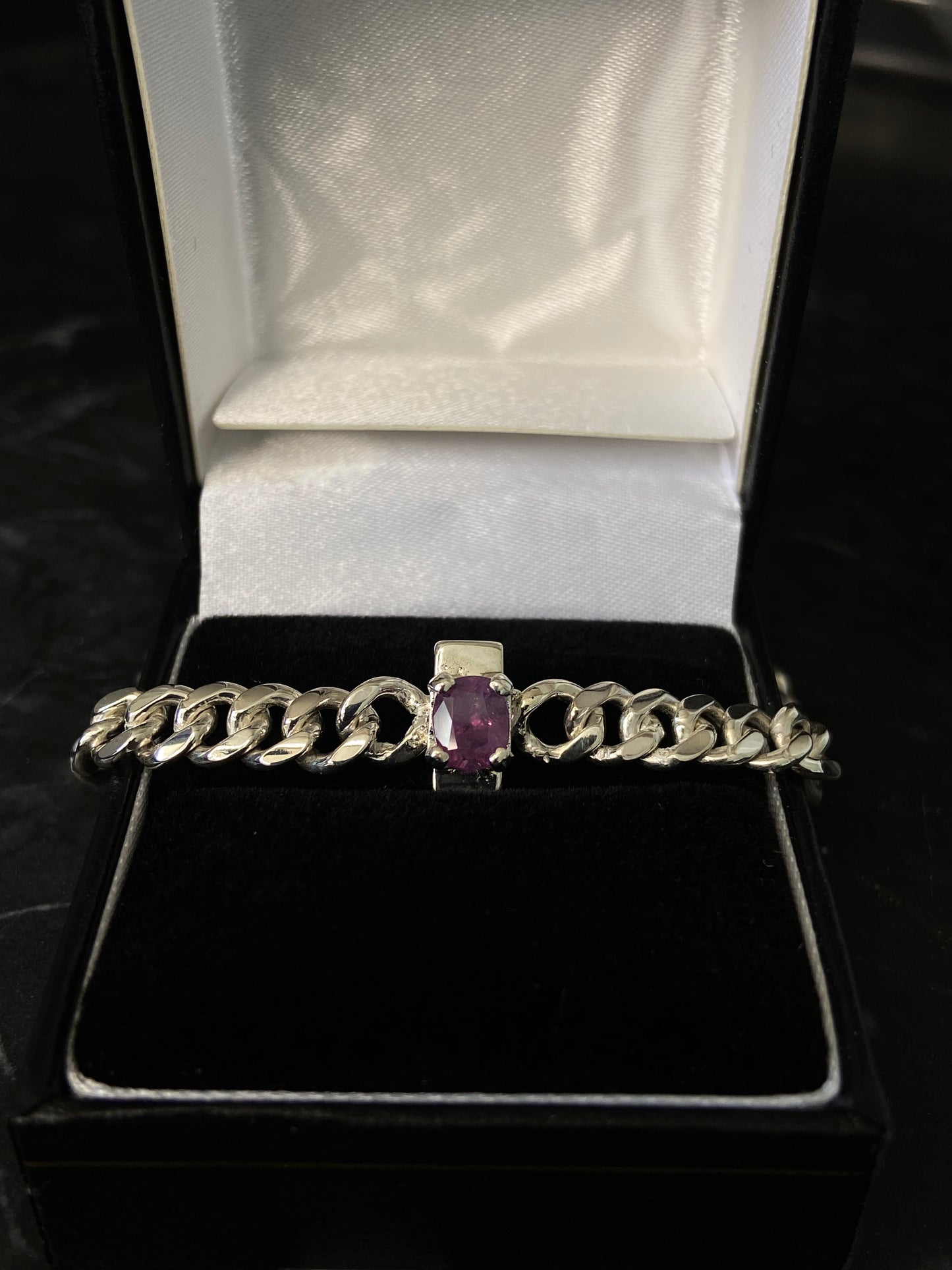 Silberarmband Pink Saphire