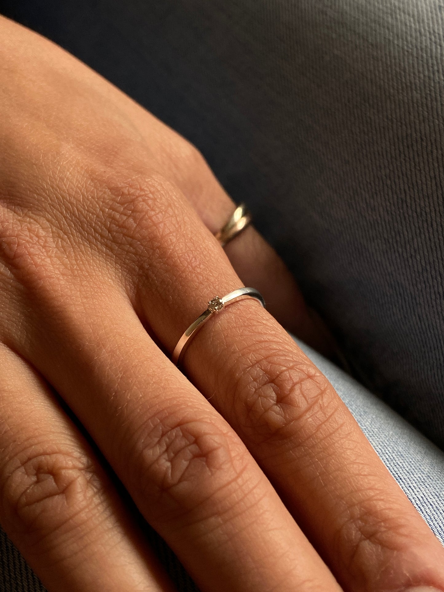 Silberring mit Champagner Diamant