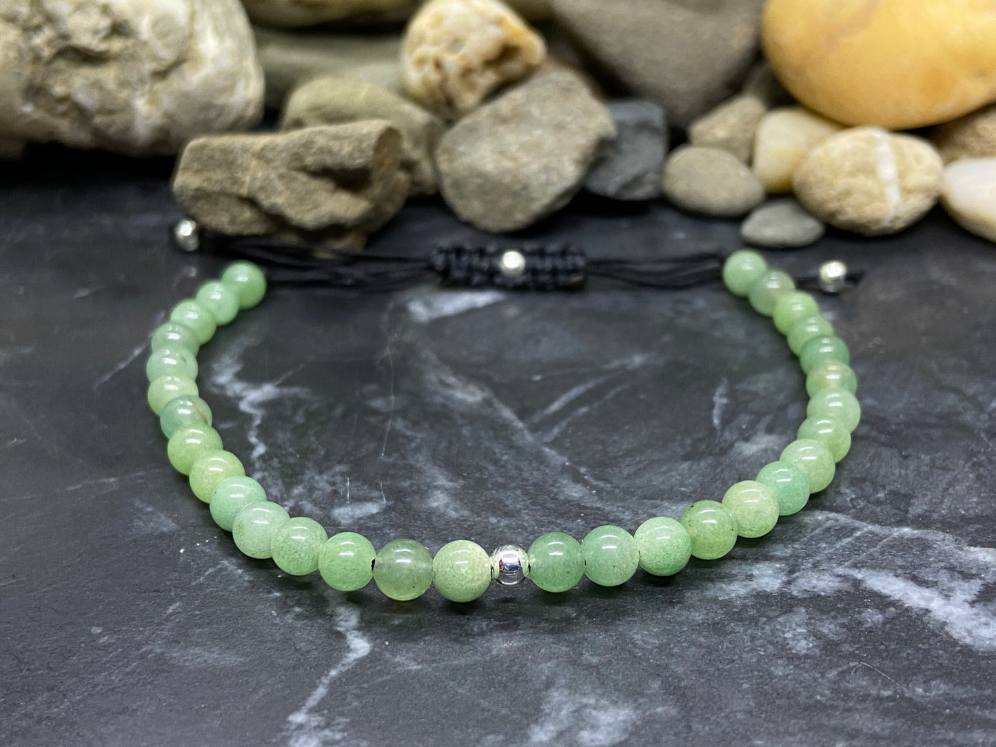 Aventurin Edelstein Armband mit echten Silber Perlen