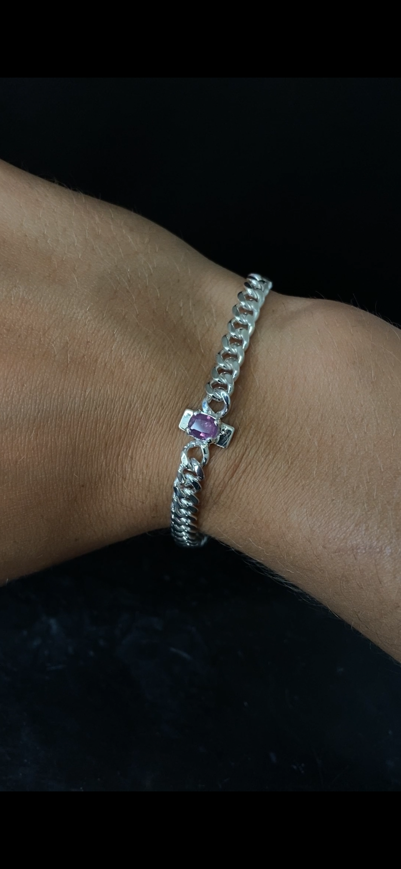 Silberarmband Pink Saphire