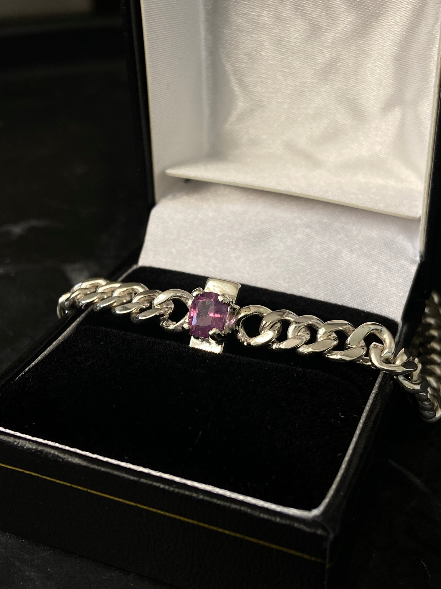 Silberarmband Pink Saphire