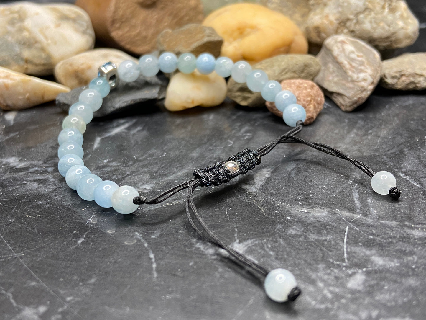 Aquamarin Edelstein Armband mit echtem Topas Stein