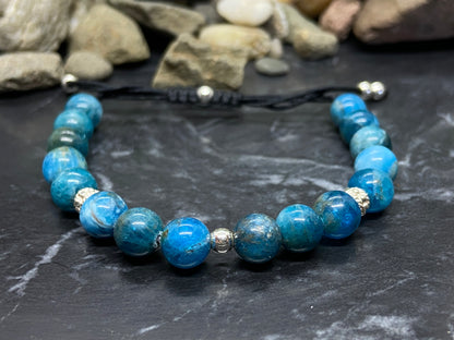 Apatit Edelstein Armband mit echten Silber Perlen
