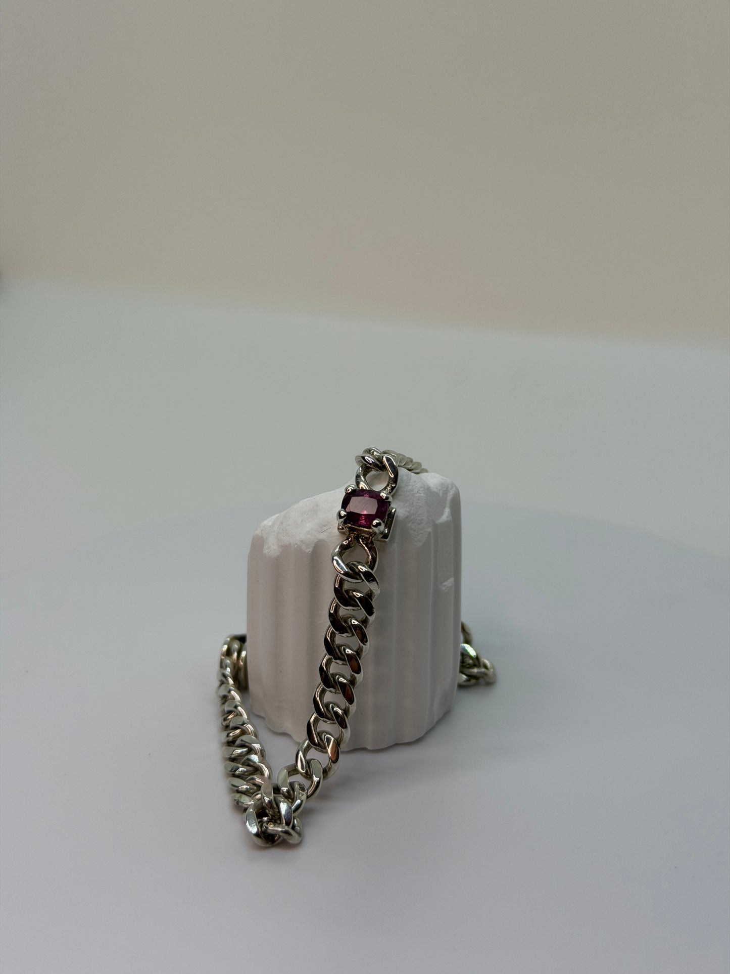 Silberarmband Pink Saphire