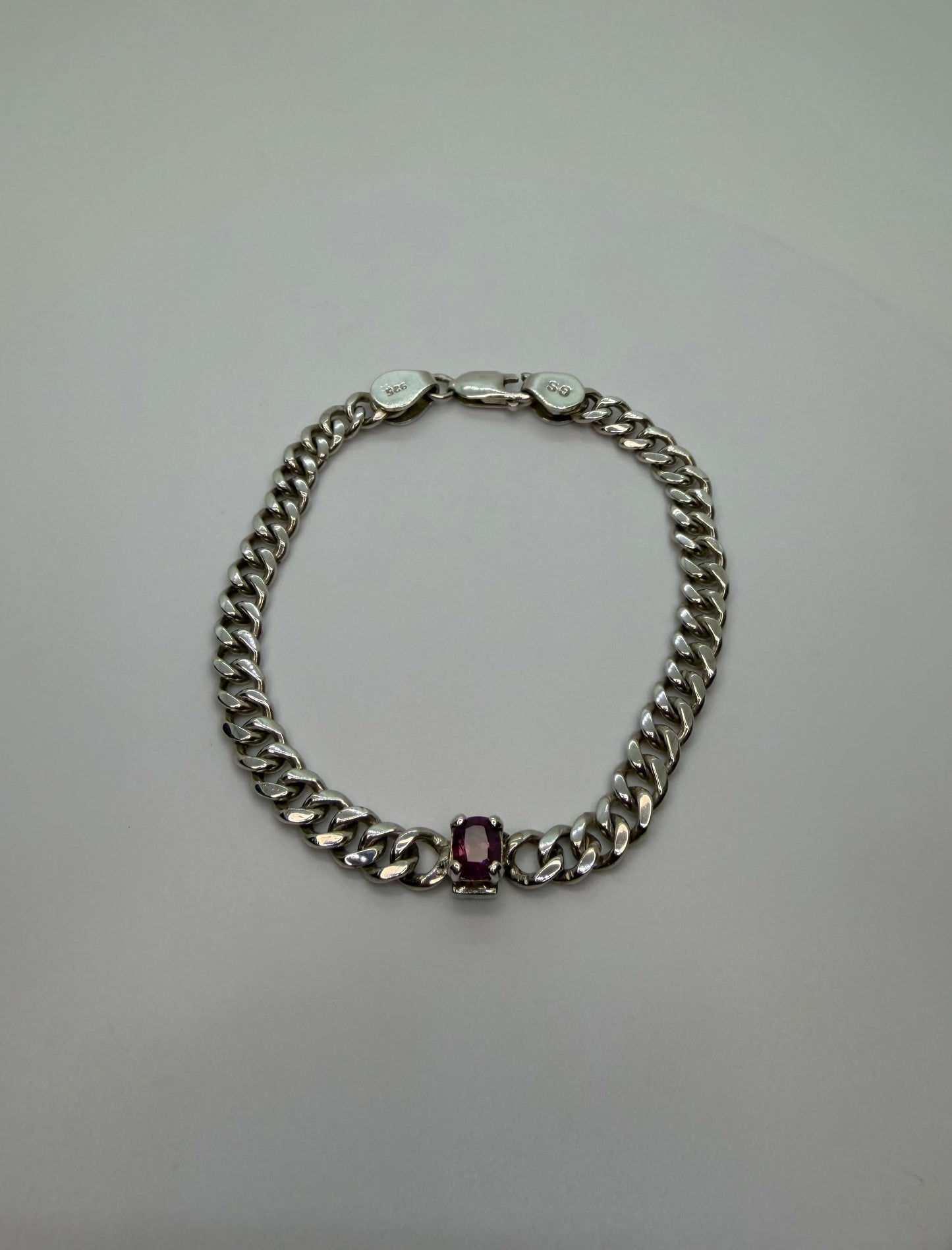 Silberarmband Pink Saphire